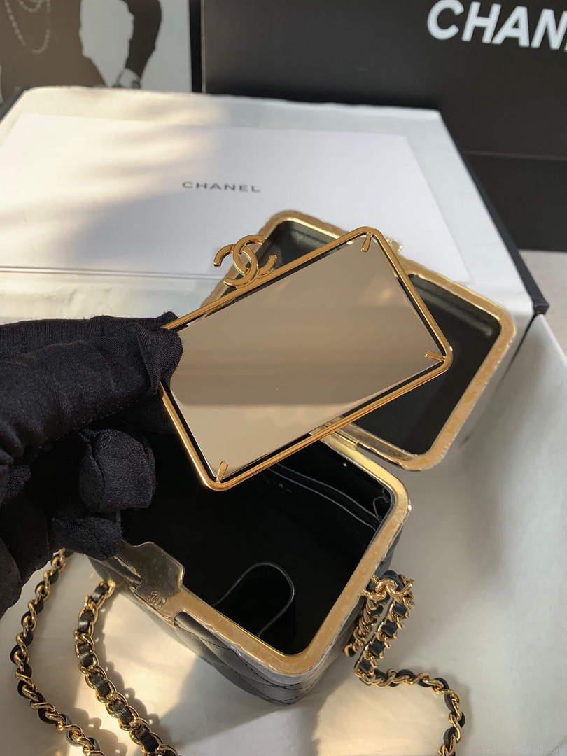 Chanel AP2717 Small Vanity With Chain Lambskin Gold Black