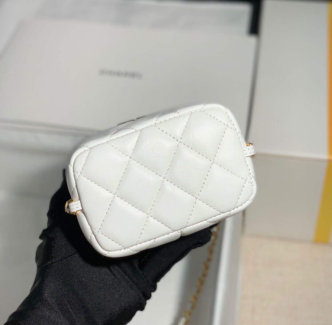 Chanel AP2717 Small Vanity With Chain Lambskin Gold White