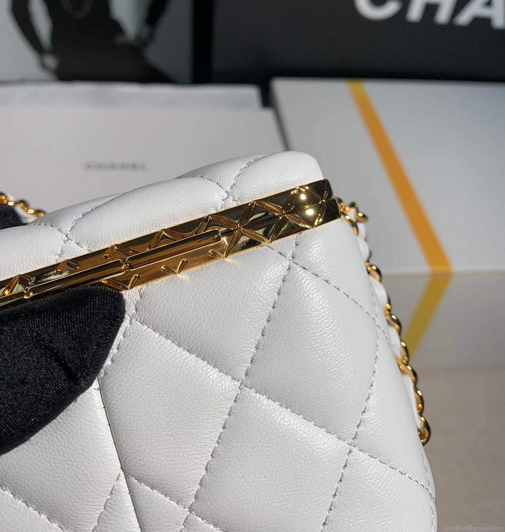Chanel AP2717 Small Vanity With Chain Lambskin Gold White