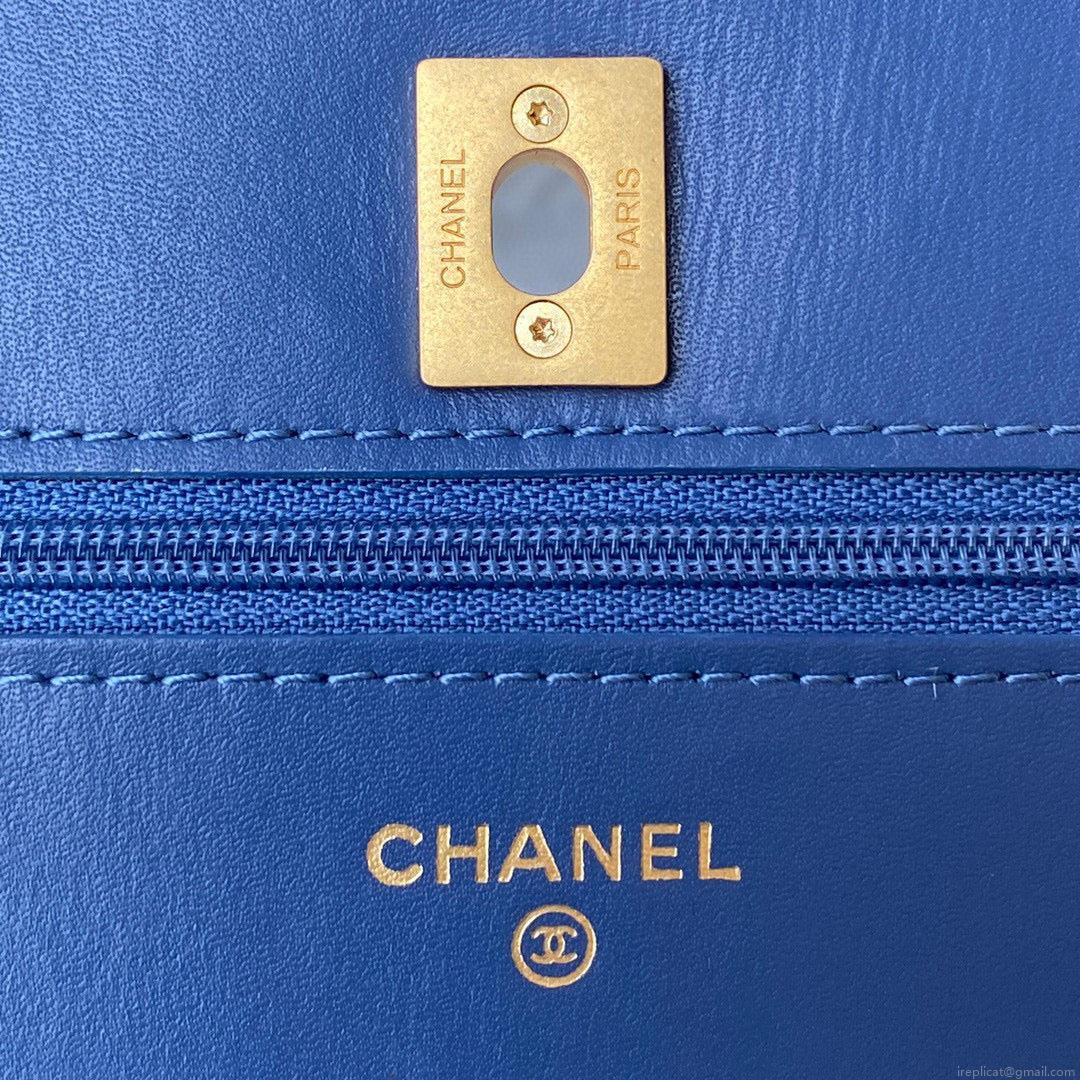 Chanel AP1450 Wallet on Chain Lambskin A33814 Blue