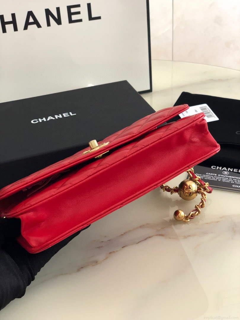 Chanel AP1450 Wallet on Chain Lambskin A33814 Red