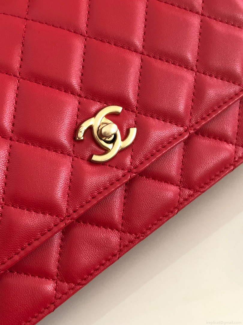 Chanel AP1450 Wallet on Chain Lambskin A33814 Red