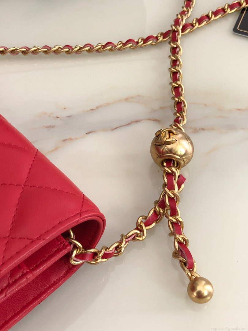 Chanel AP1450 Wallet on Chain Lambskin A33814 Red