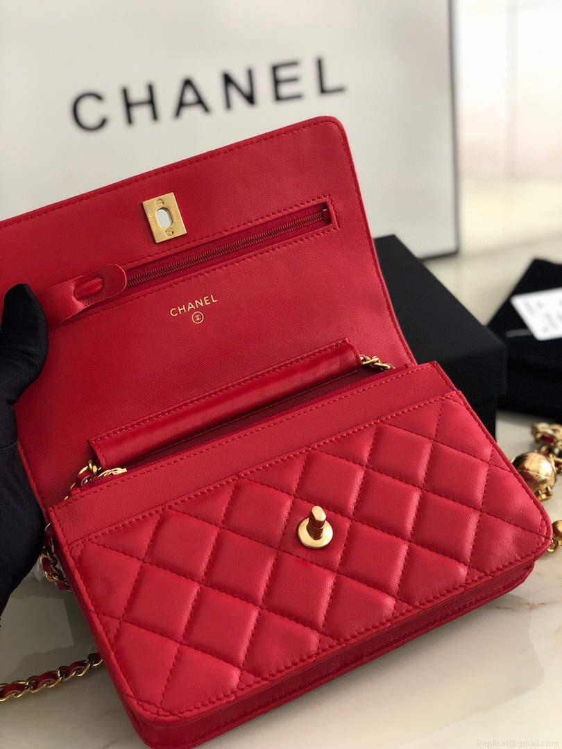 Chanel AP1450 Wallet on Chain Lambskin A33814 Red