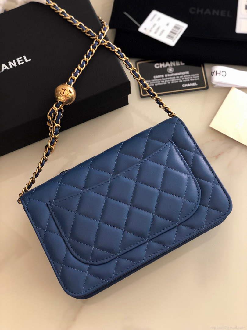Chanel AP1450 Wallet on Chain Lambskin A33814 Navy Blue