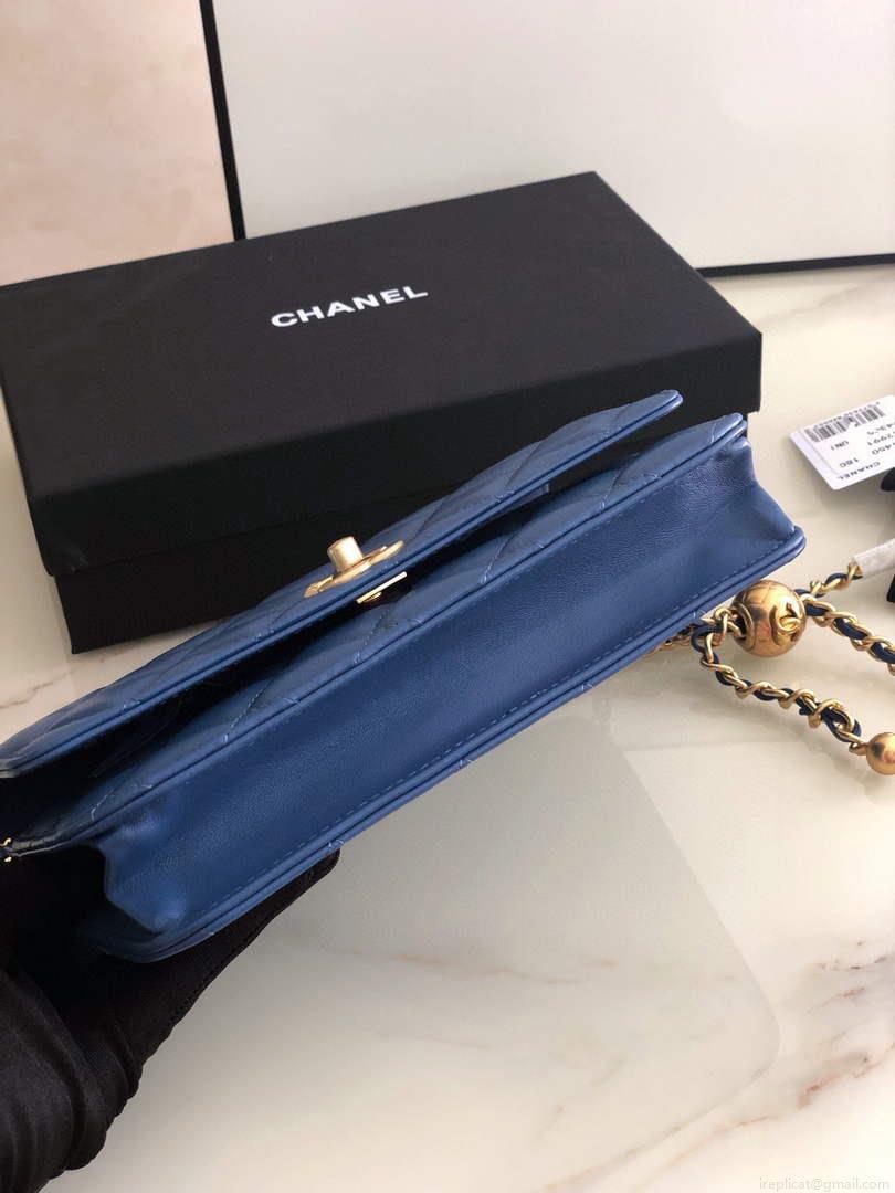 Chanel AP1450 Wallet on Chain Lambskin A33814 Navy Blue