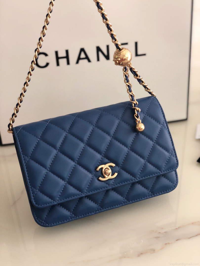 Chanel AP1450 Wallet on Chain Lambskin A33814 Navy Blue