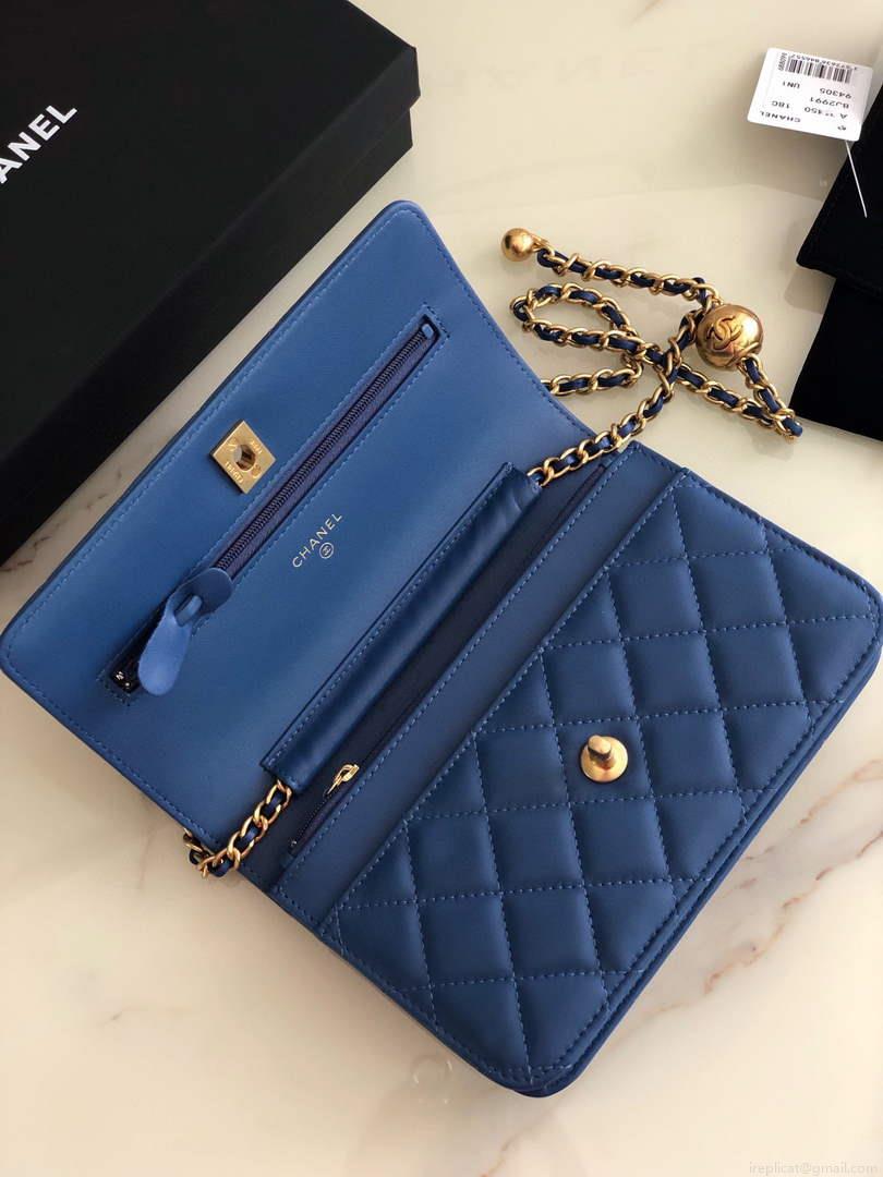 Chanel AP1450 Wallet on Chain Lambskin A33814 Navy Blue