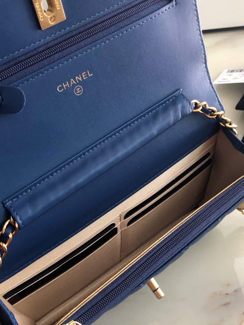 Chanel AP1450 Wallet on Chain Lambskin A33814 Navy Blue