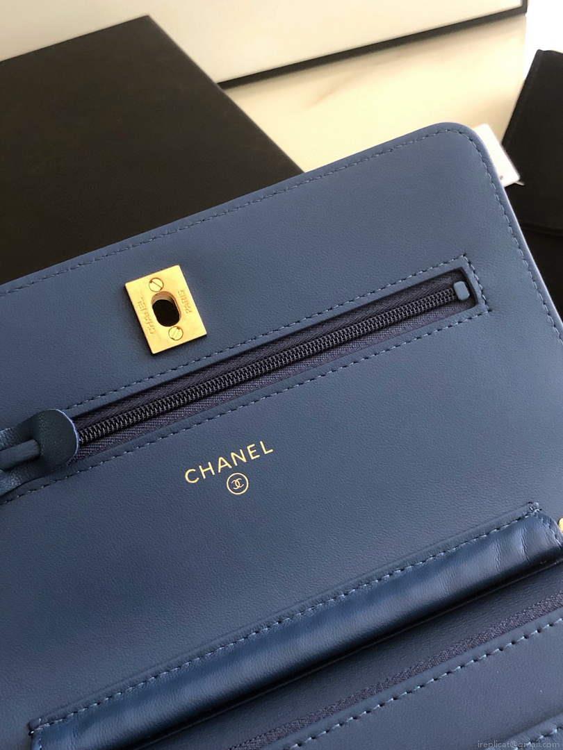 Chanel AP1450 Wallet on Chain Lambskin A33814 Navy Blue