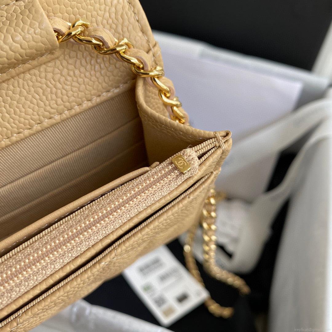Chanel AP0250 Wallet on Chain Grained Calfskin A33814 apricot
