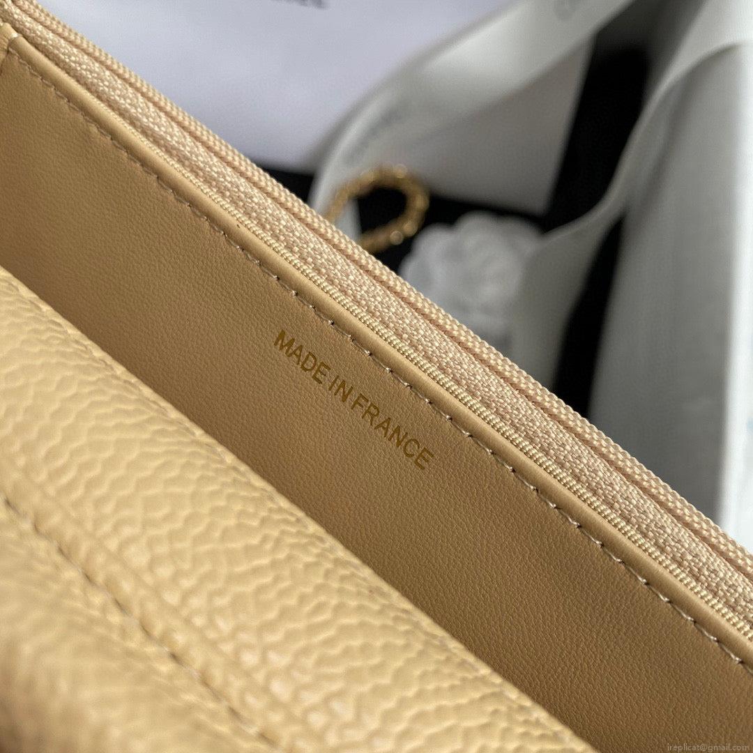 Chanel AP0250 Wallet on Chain Grained Calfskin A33814 apricot