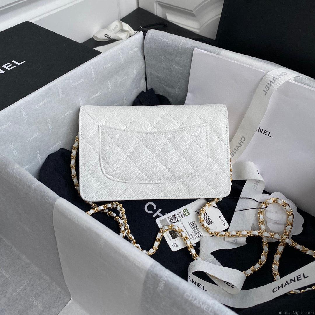 Chanel AP0250 Wallet on Chain Grained Calfskin A33814 White