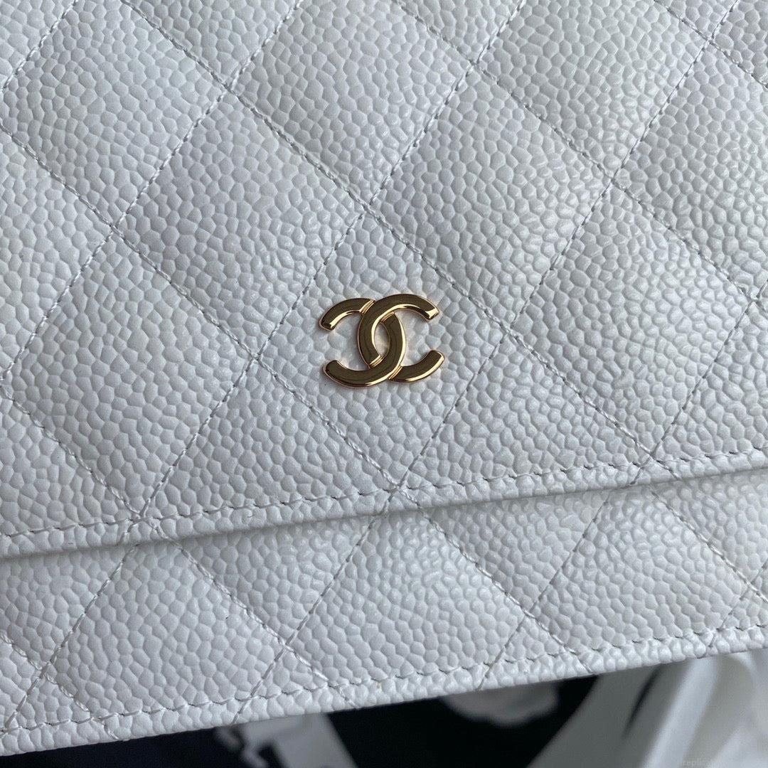 Chanel AP0250 Wallet on Chain Grained Calfskin A33814 White