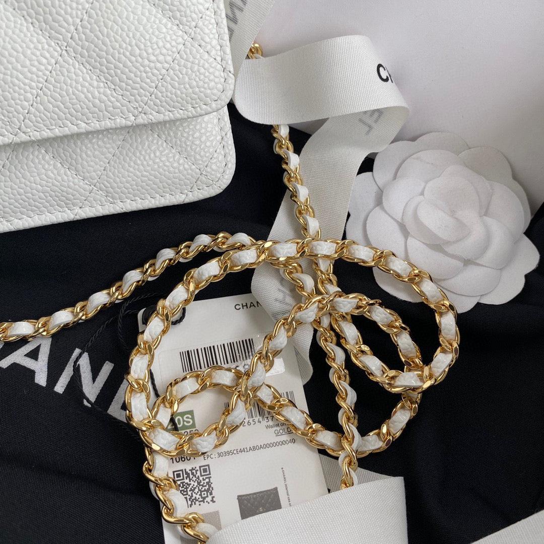 Chanel AP0250 Wallet on Chain Grained Calfskin A33814 White