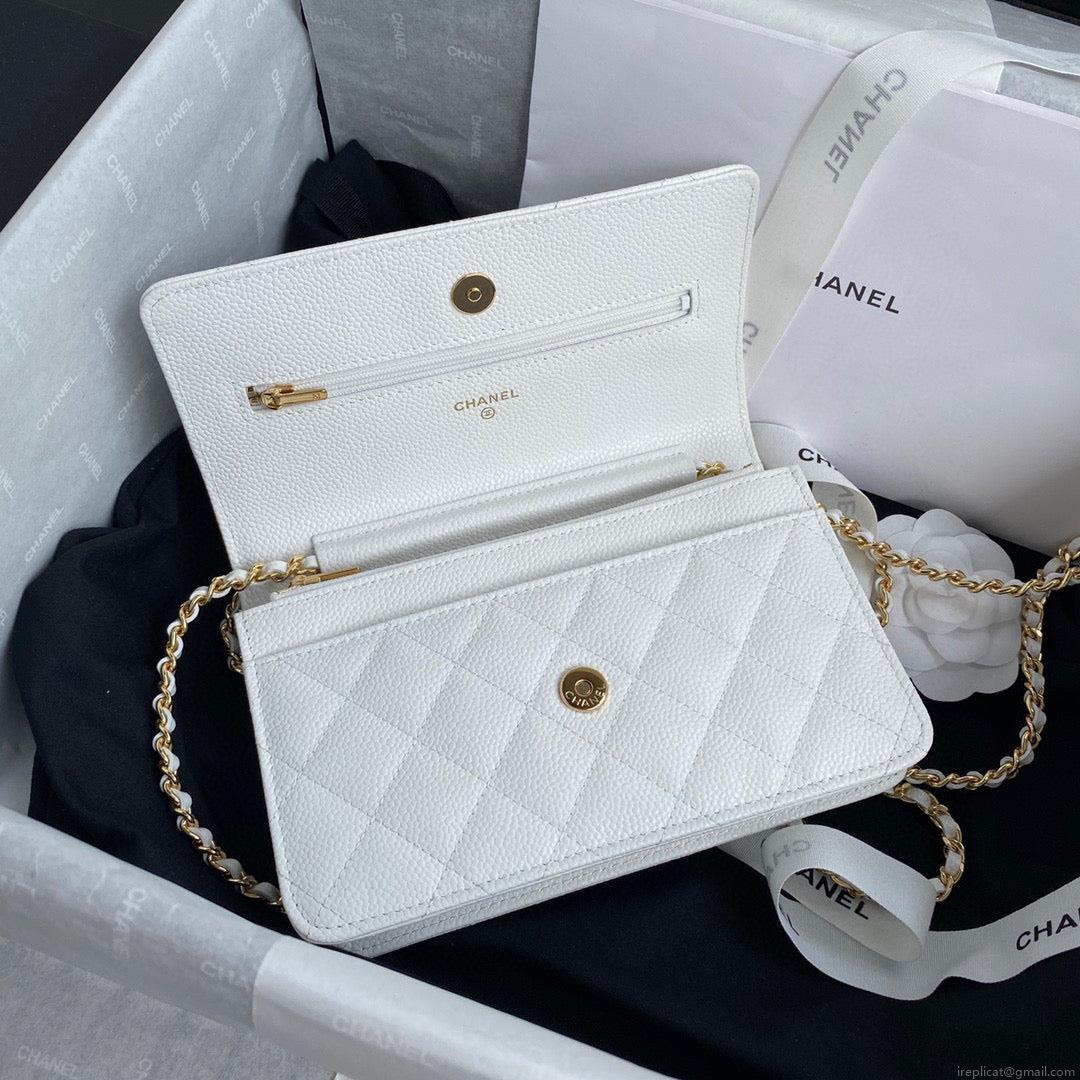 Chanel AP0250 Wallet on Chain Grained Calfskin A33814 White