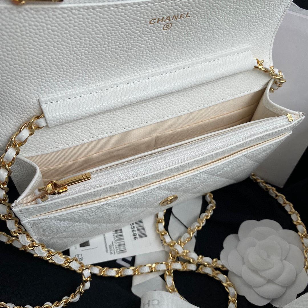 Chanel AP0250 Wallet on Chain Grained Calfskin A33814 White