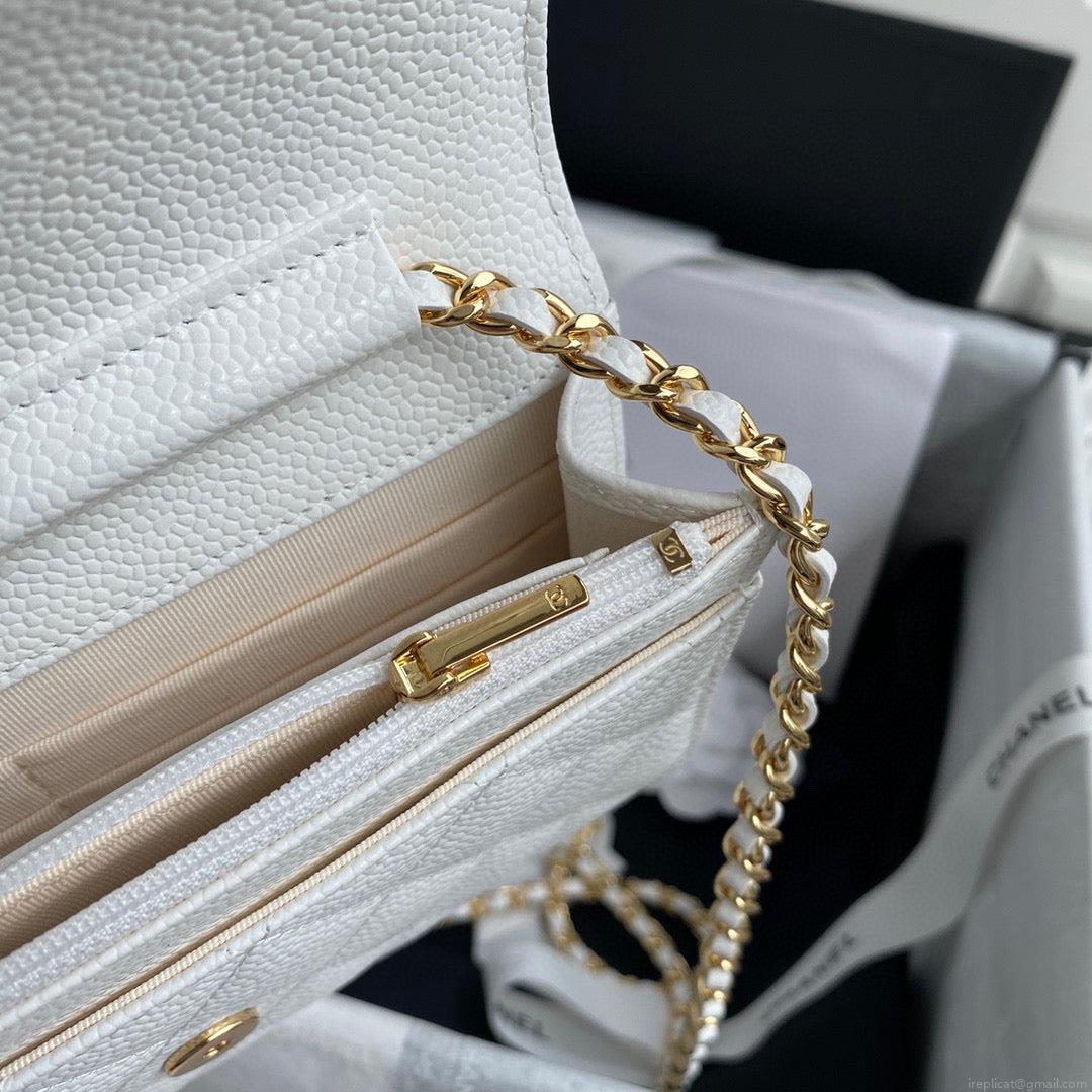 Chanel AP0250 Wallet on Chain Grained Calfskin A33814 White
