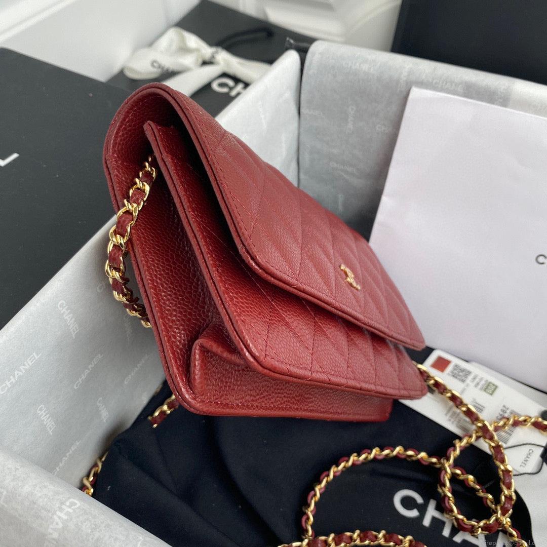 Chanel AP0250 Wallet on Chain Grained Calfskin A33814 Red