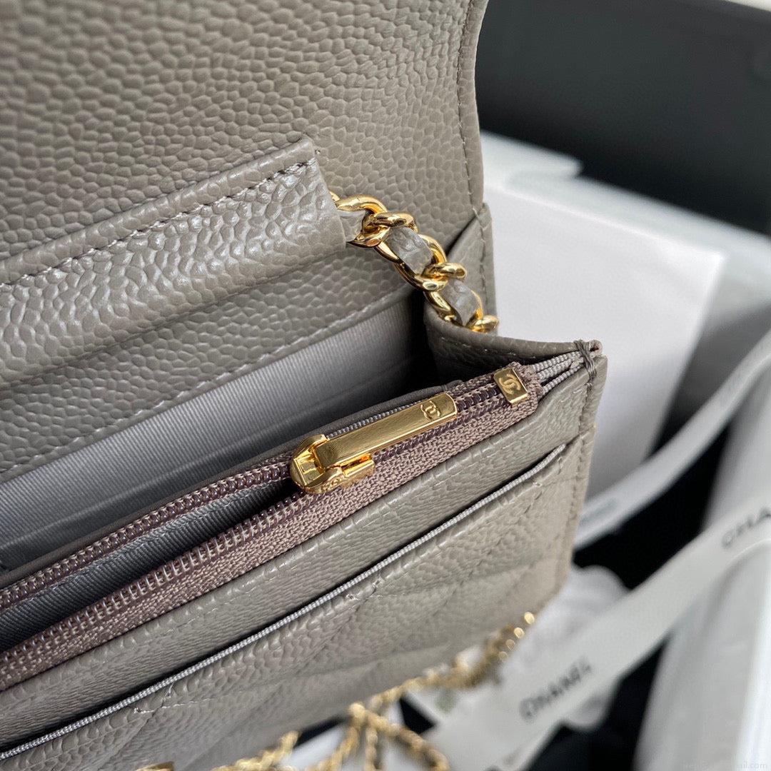 Chanel AP0250 Wallet on Chain Grained Calfskin A33814 Gray