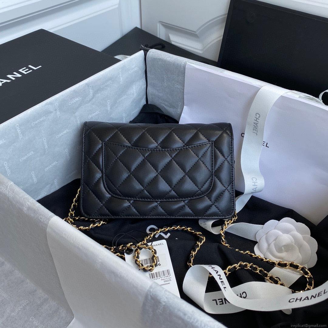 Chanel AP0250 Wallet on Chain Lambskin A33814 Black