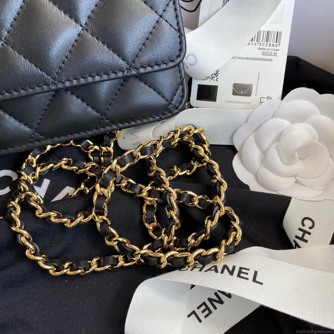 Chanel AP0250 Wallet on Chain Lambskin A33814 Black