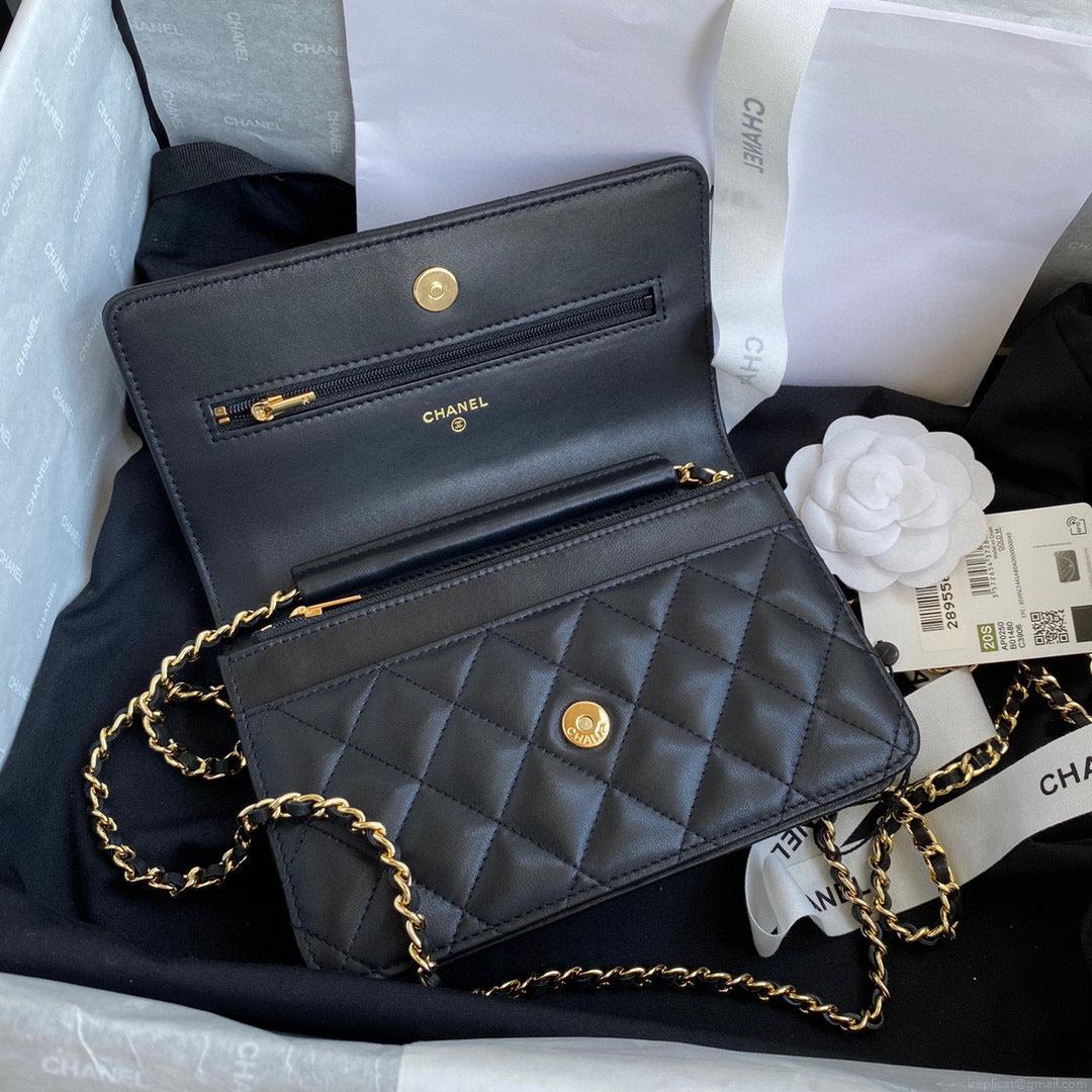 Chanel AP0250 Wallet on Chain Lambskin A33814 Black