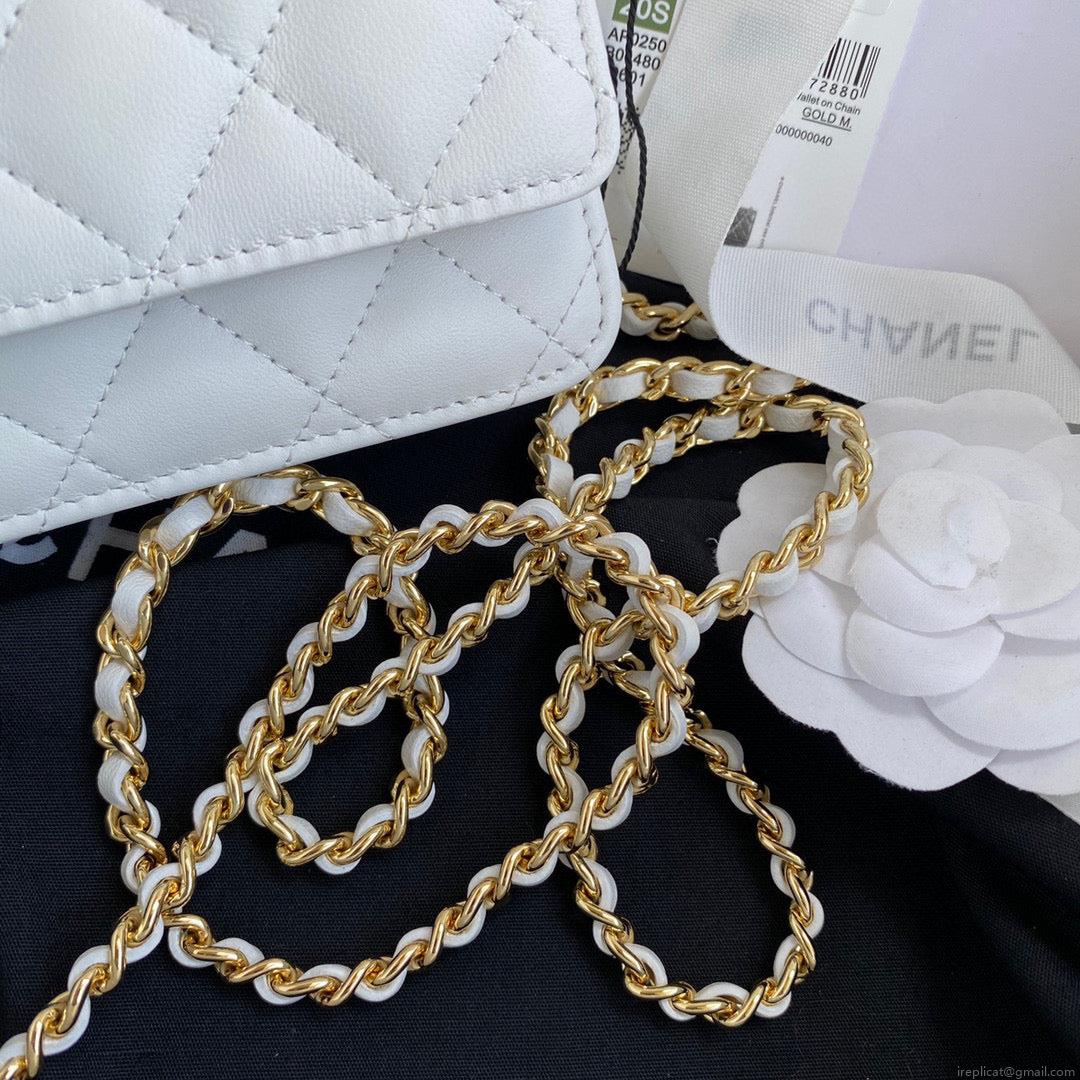 Chanel AP0250 Wallet on Chain Lambskin A33814 White
