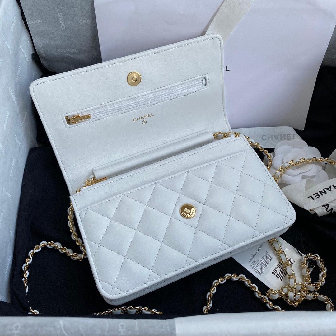 Chanel AP0250 Wallet on Chain Lambskin A33814 White