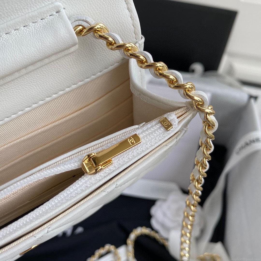 Chanel AP0250 Wallet on Chain Lambskin A33814 White