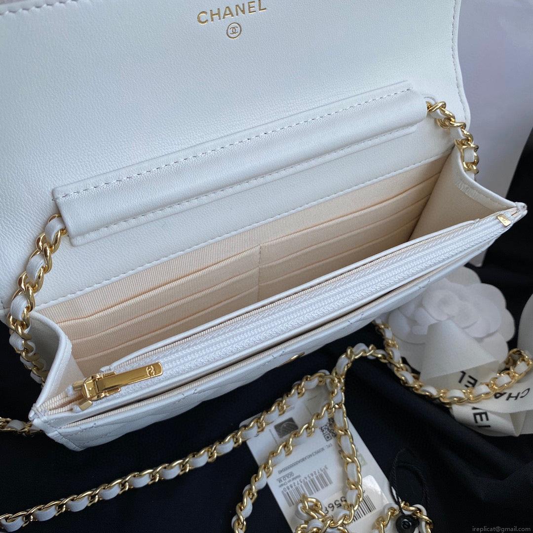 Chanel AP0250 Wallet on Chain Lambskin A33814 White