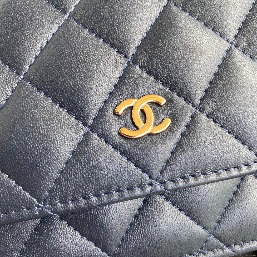 Chanel AP0250 Wallet on Chain Lambskin A33814 navy blue