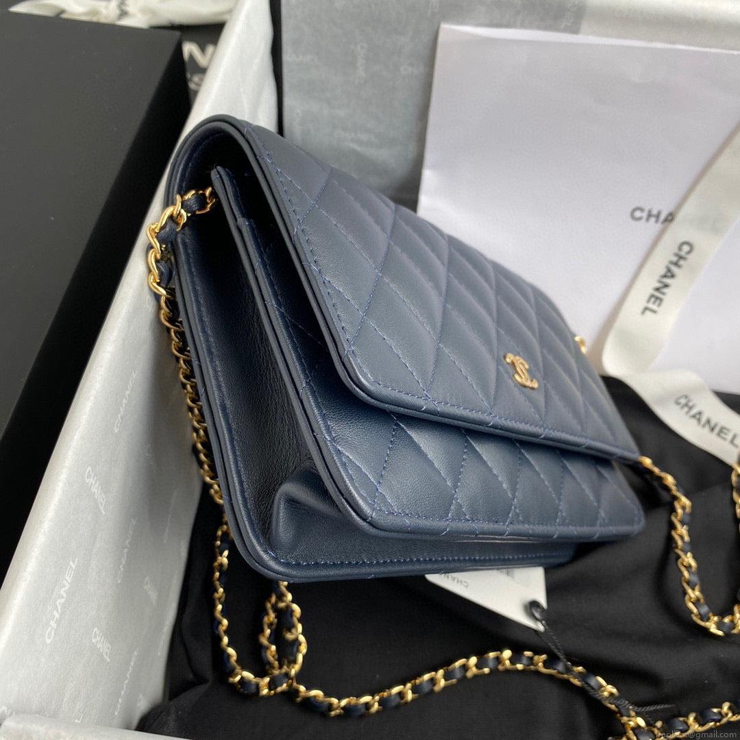 Chanel AP0250 Wallet on Chain Lambskin A33814 navy blue