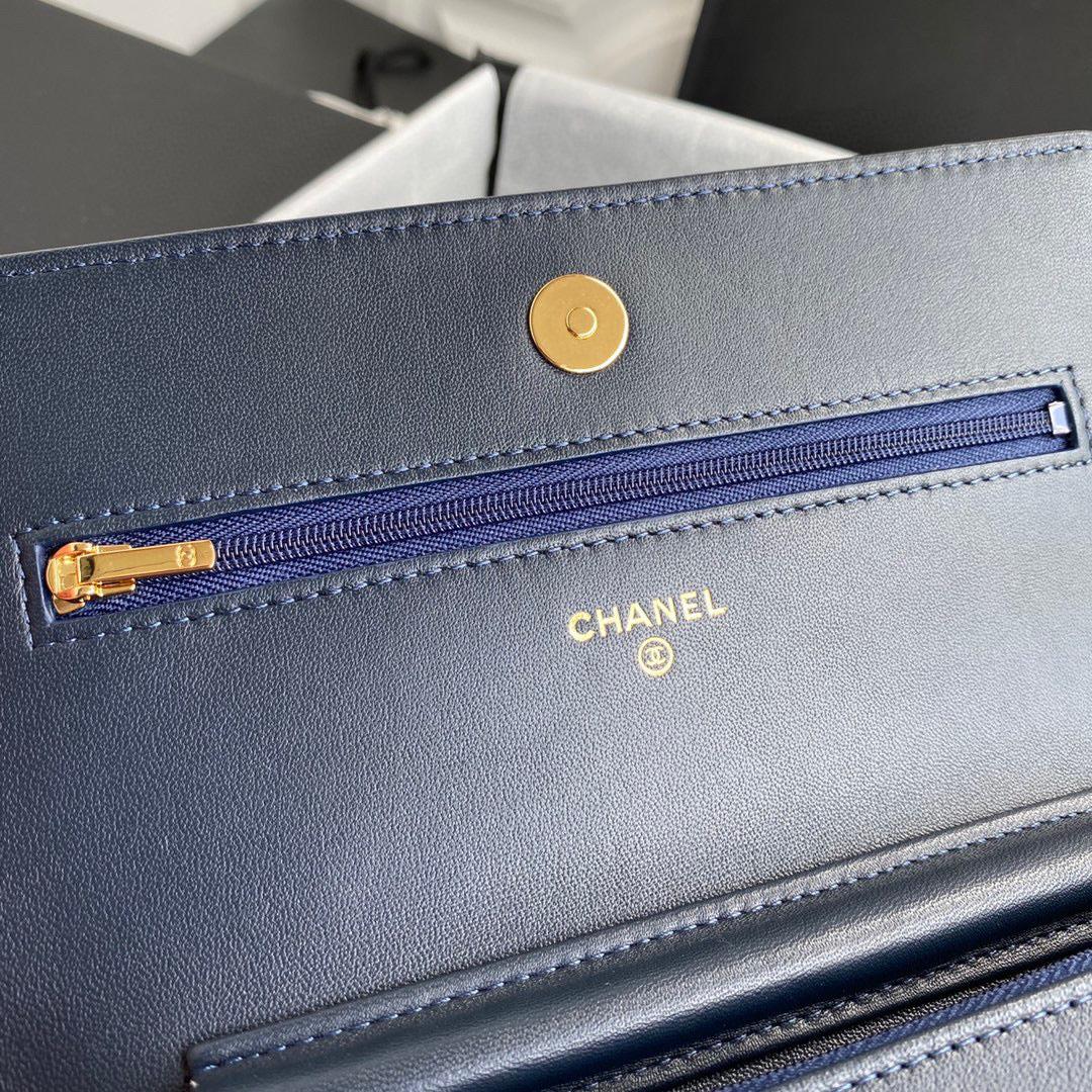 Chanel AP0250 Wallet on Chain Lambskin A33814 navy blue