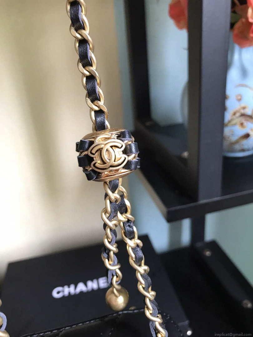 Chanel AP1447 small Vanity with chain lambskin gold Light Black