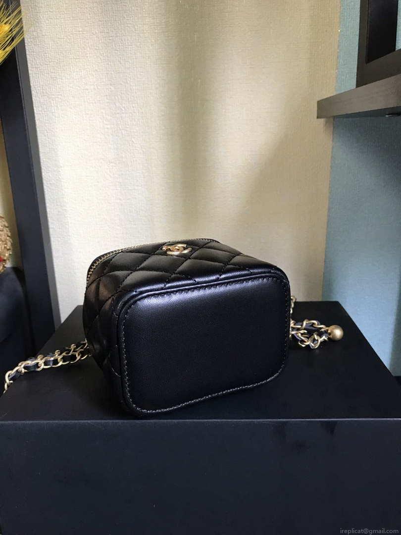 Chanel AP1447 small Vanity with chain lambskin gold Light Black