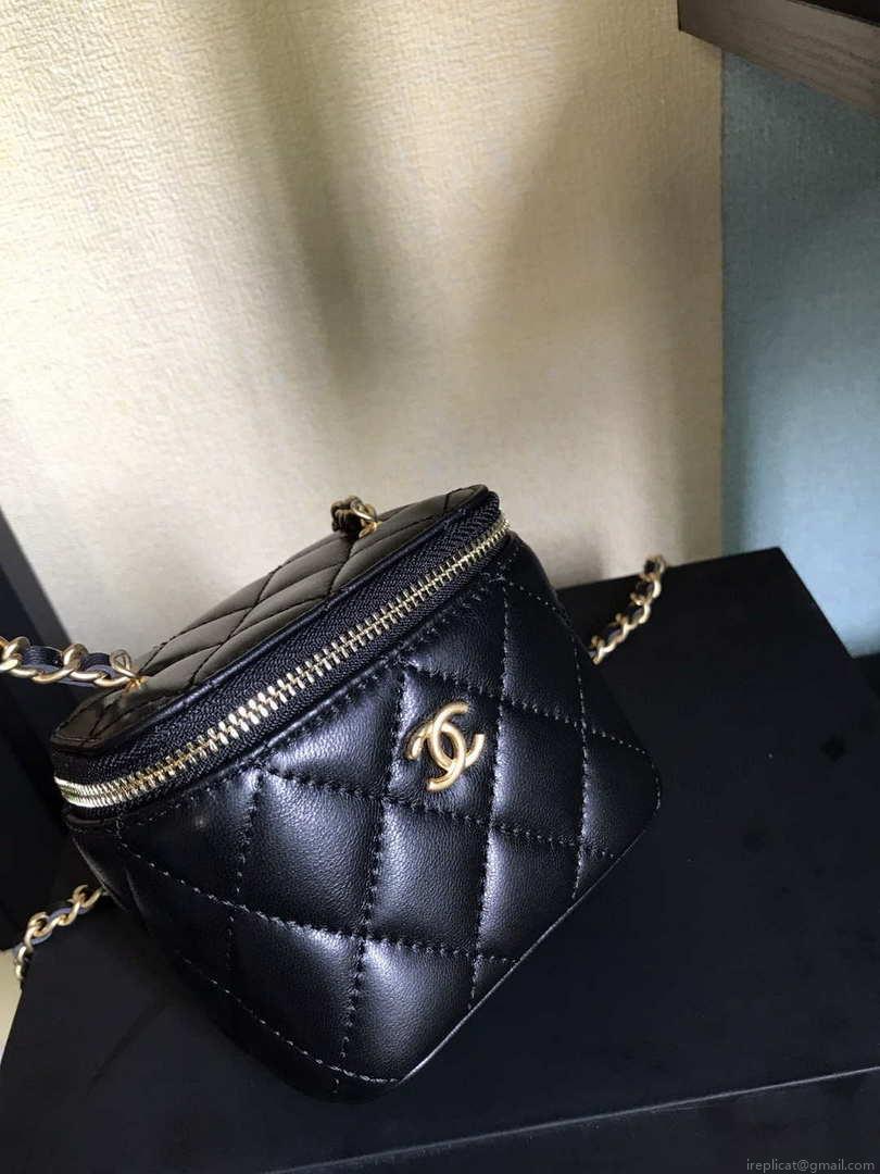 Chanel AP1447 small Vanity with chain lambskin gold Light Black