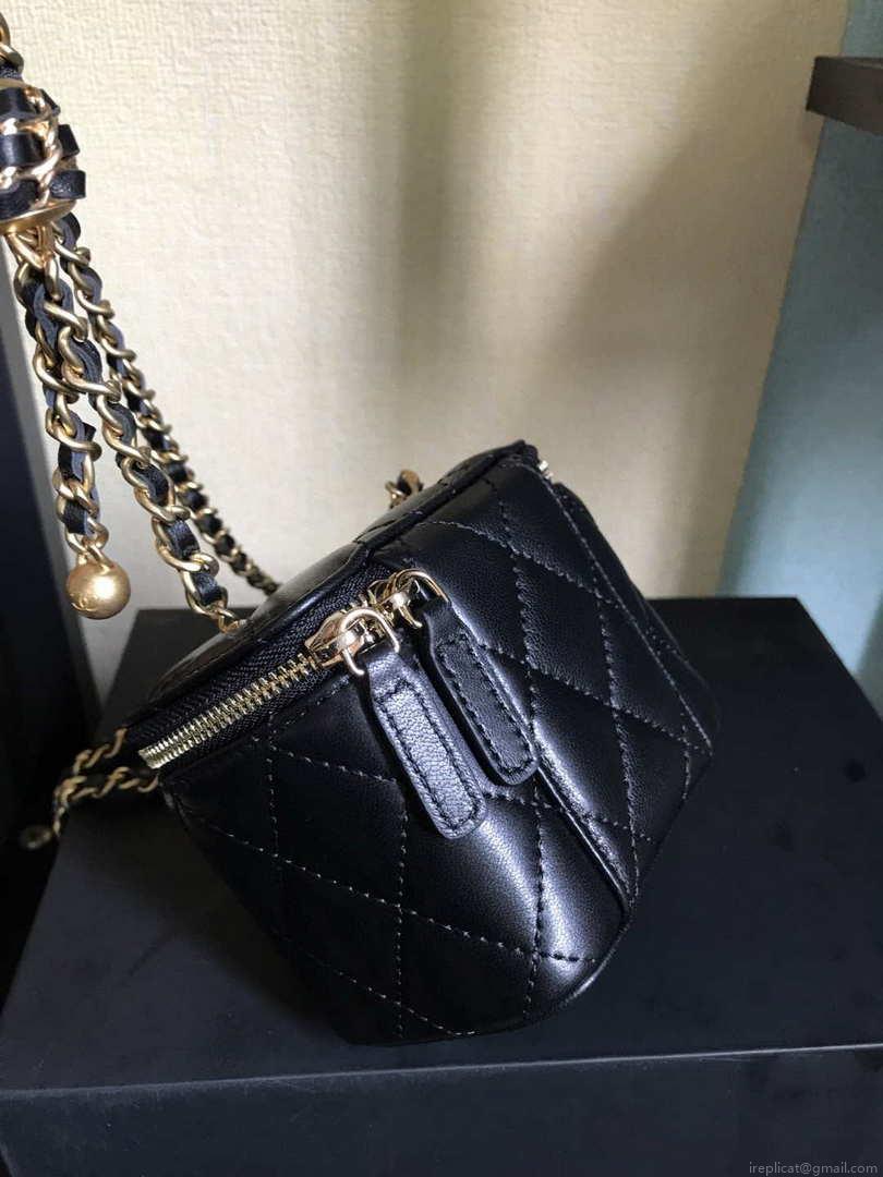 Chanel AP1447 small Vanity with chain lambskin gold Light Black