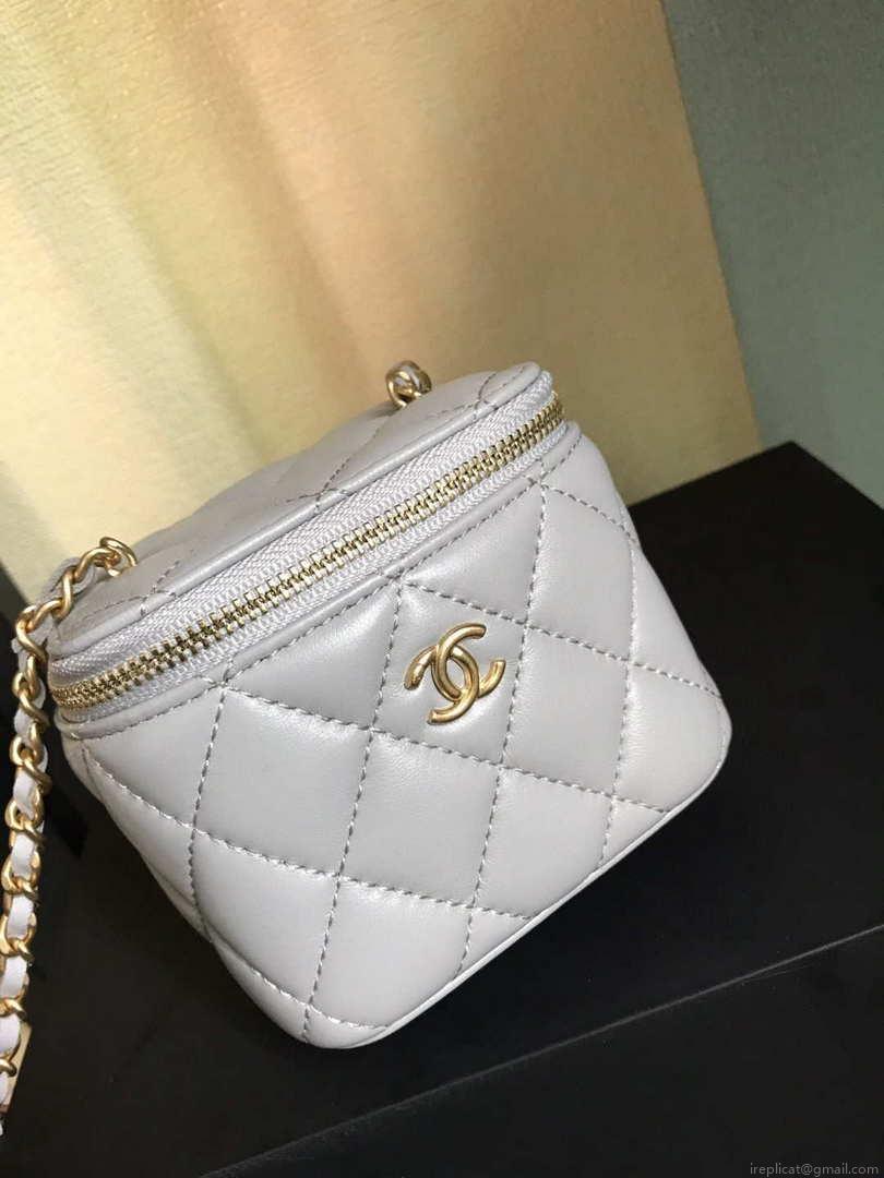 Chanel AP1447 small Vanity with chain lambskin gold Light Purple