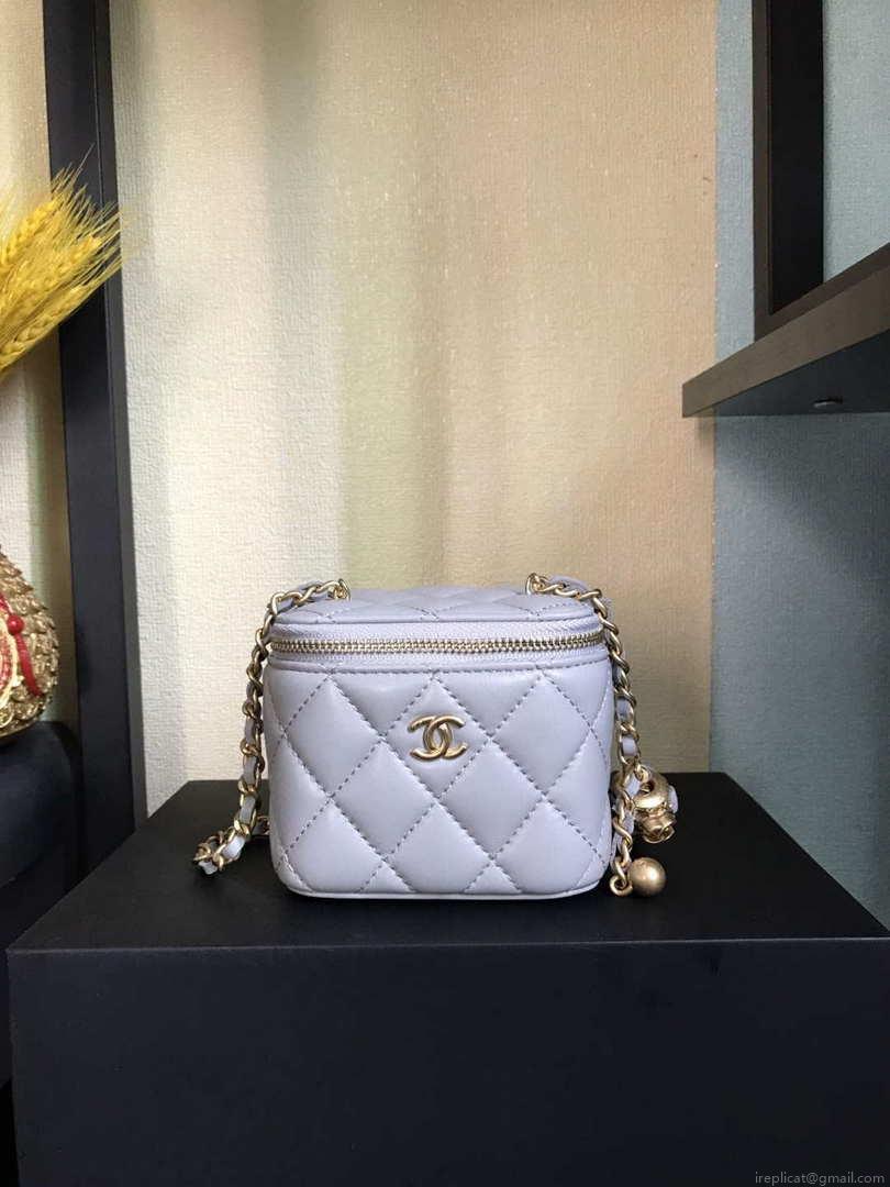 Chanel AP1447 small Vanity with chain lambskin gold Light Purple