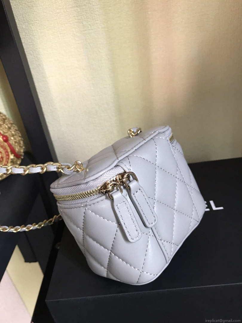 Chanel AP1447 small Vanity with chain lambskin gold Light Purple