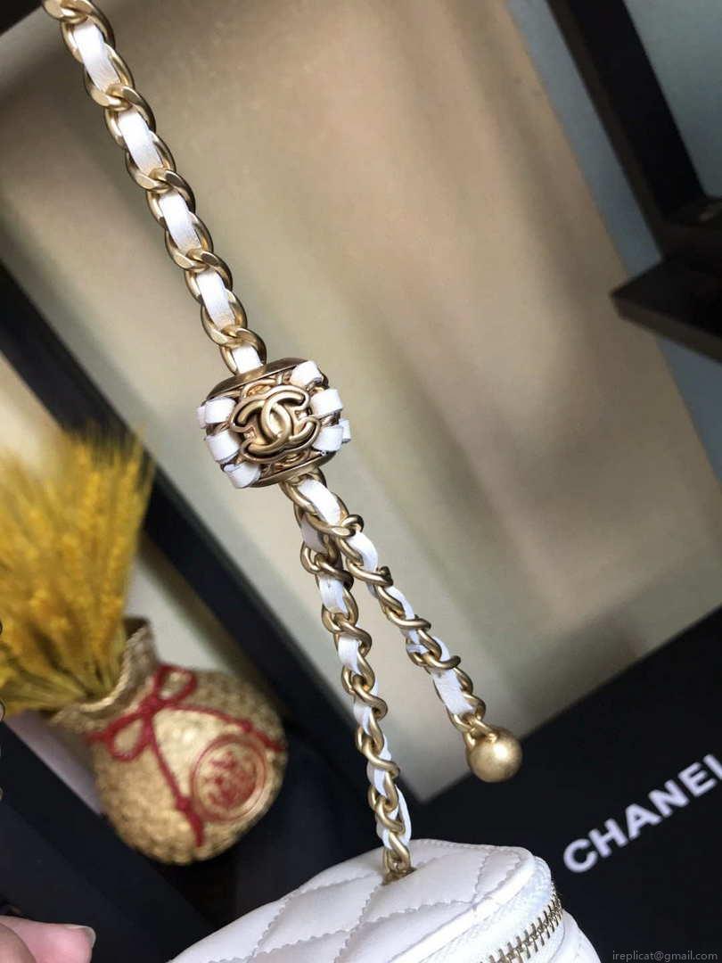 Chanel AP1447 small Vanity with chain lambskin gold White