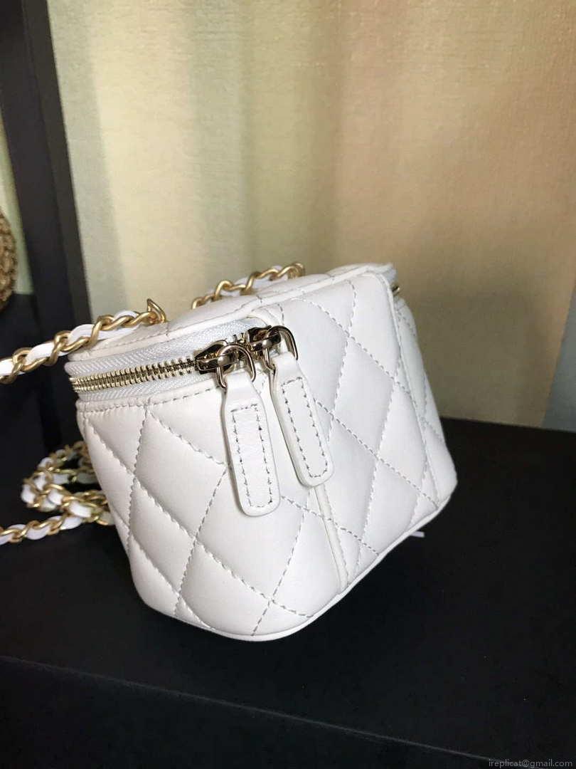 Chanel AP1447 small Vanity with chain lambskin gold White