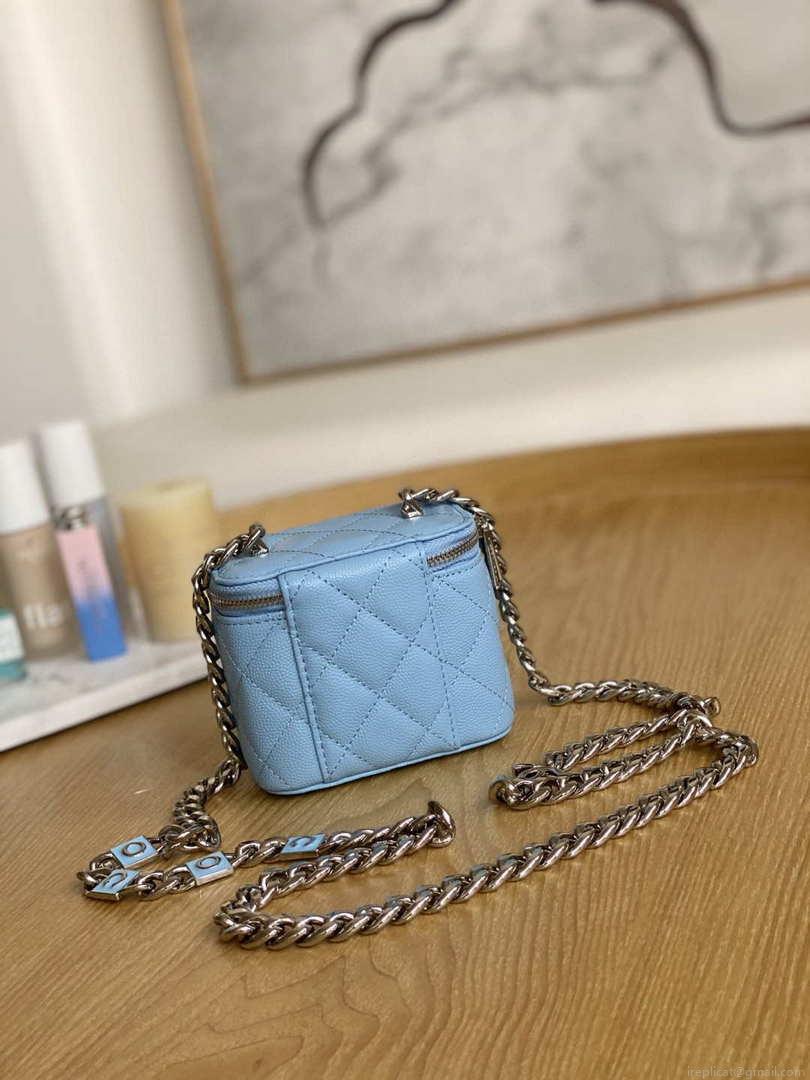 Chanel A81193 Mini Vanity with chain Calfskin Slivery Pink