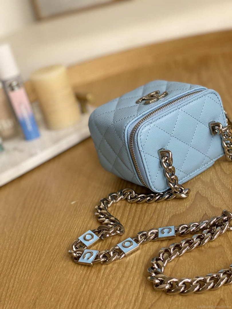 Chanel A81193 Mini Vanity with chain Calfskin Slivery Pink