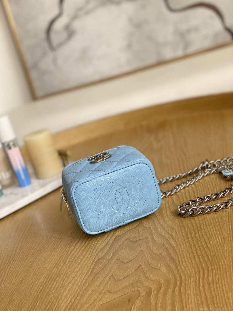 Chanel A81193 Mini Vanity with chain Calfskin Slivery Pink