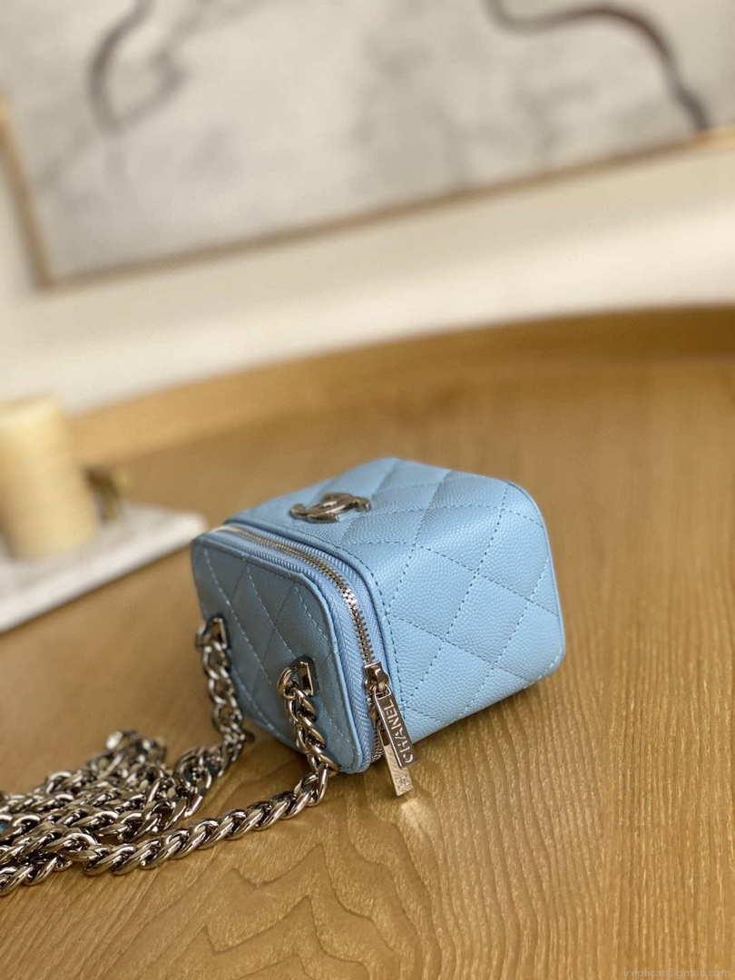Chanel A81193 Mini Vanity with chain Calfskin Slivery Pink