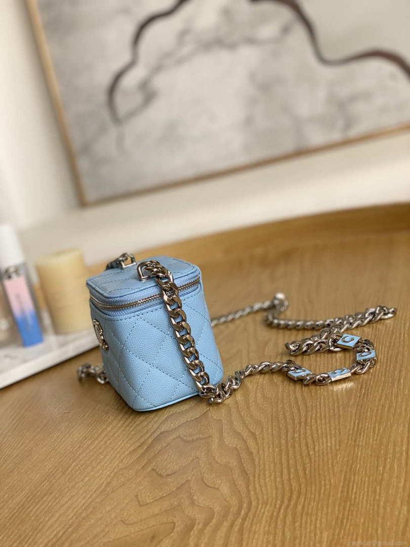 Chanel A81193 Mini Vanity with chain Calfskin Slivery Pink