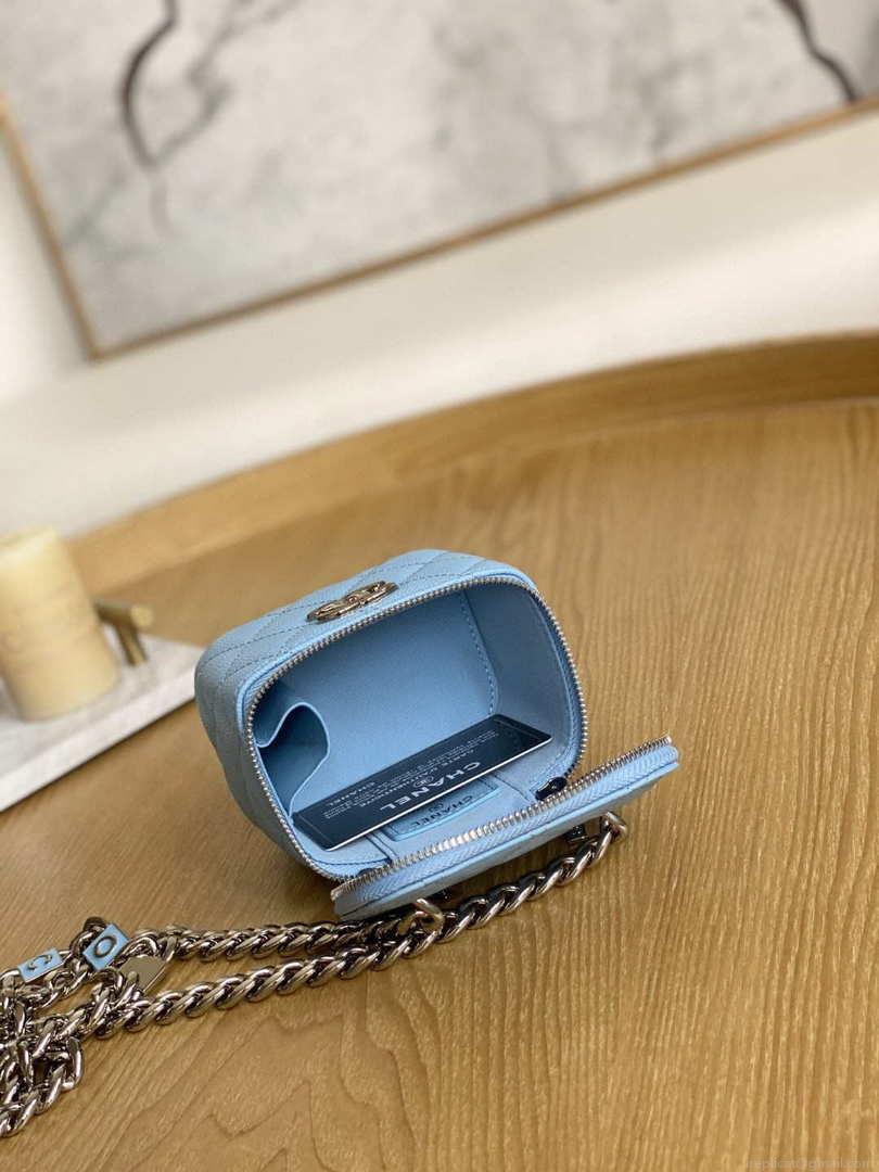 Chanel A81193 Mini Vanity with chain Calfskin Slivery Pink