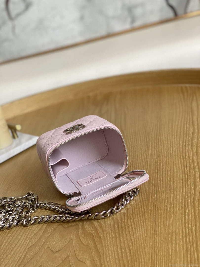 Chanel A81193 Mini Vanity with chain Calfskin Sliver Pink
